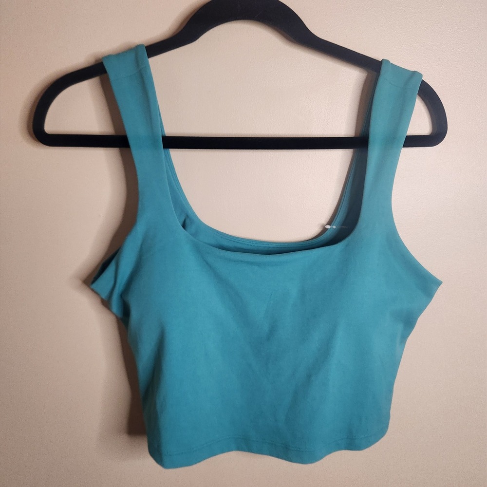 Athleta Transcend Square Neck Crop Sports Bra D-DD Alpine Green Yoga Top